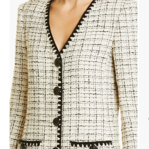 NWT $698 Veronica Beard Palatine Check Long Sleeve Dress WHITE/ BLACK - size 10! - Picture 7 of 8